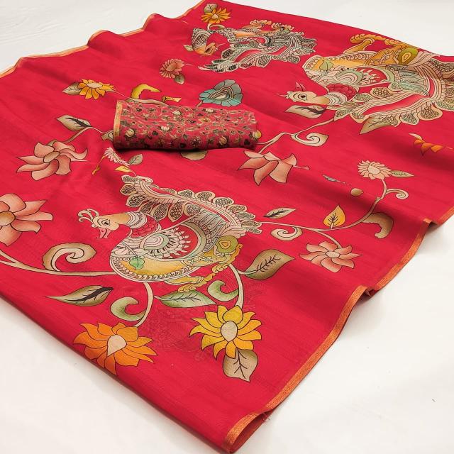 Sandhya kalamkari print cheap rate sarees wholesale